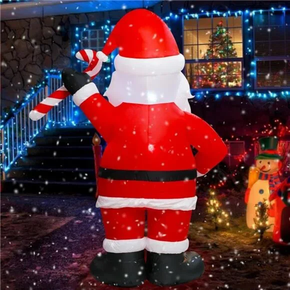 6FT Inflatable Christmas Black Santa Claus with Gift Box and Candy Decoration